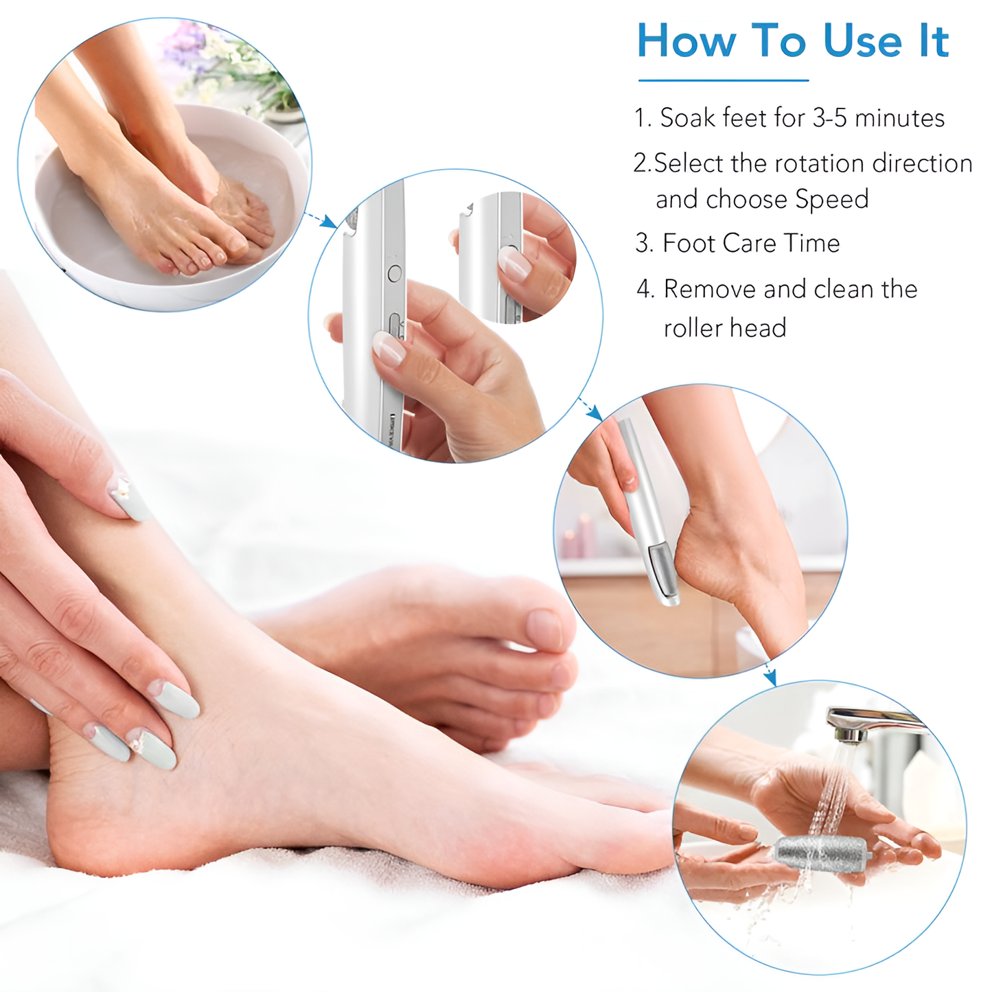 Electric Callus Remover + 1 FREE Anti-Cracking Foot Cream + 6 FREE Foot Care Guides Files