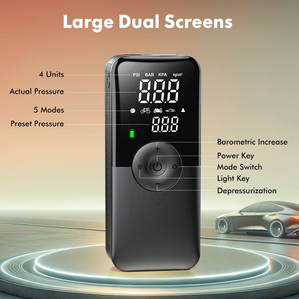 CARSUN Rechargeable Air Pump Tire Inflator Portable Compressor Digital Cordless Car Tyre Inflator For Motocycle Bicycle Balls