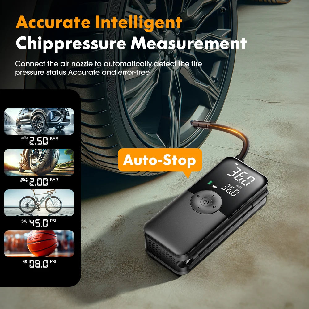CARSUN Rechargeable Air Pump Tire Inflator Portable Compressor Digital Cordless Car Tyre Inflator For Motocycle Bicycle Balls
